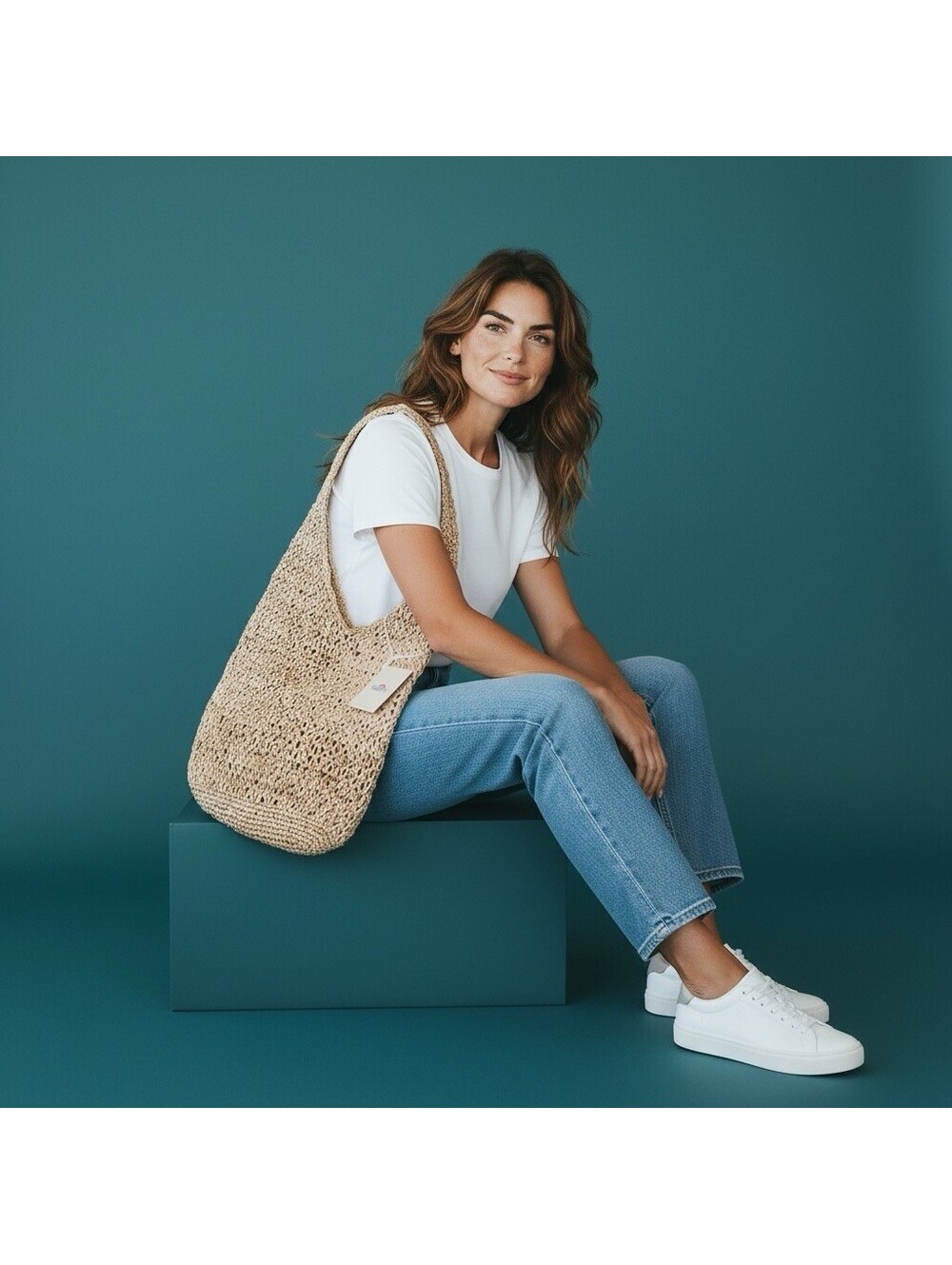 Faherty $148 Raffia Crochet Hobo Natural Crochet Bag YD0013